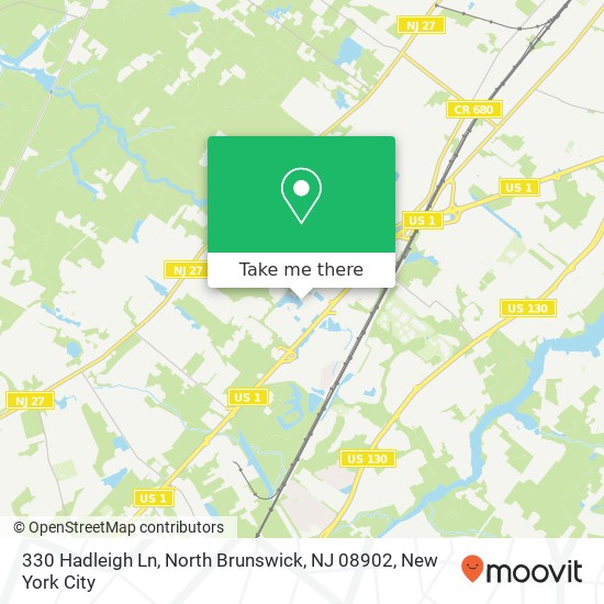 Mapa de 330 Hadleigh Ln, North Brunswick, NJ 08902