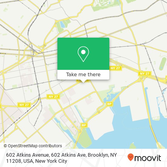 602 Atkins Avenue, 602 Atkins Ave, Brooklyn, NY 11208, USA map