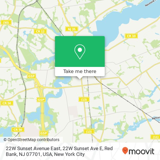 22W Sunset Avenue East, 22W Sunset Ave E, Red Bank, NJ 07701, USA map