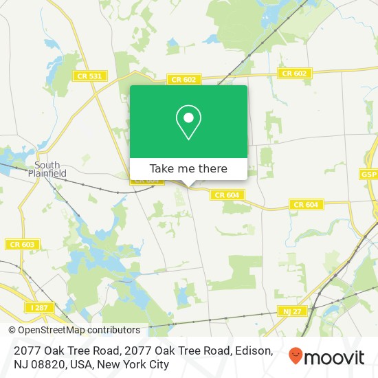 2077 Oak Tree Road, 2077 Oak Tree Road, Edison, NJ 08820, USA map