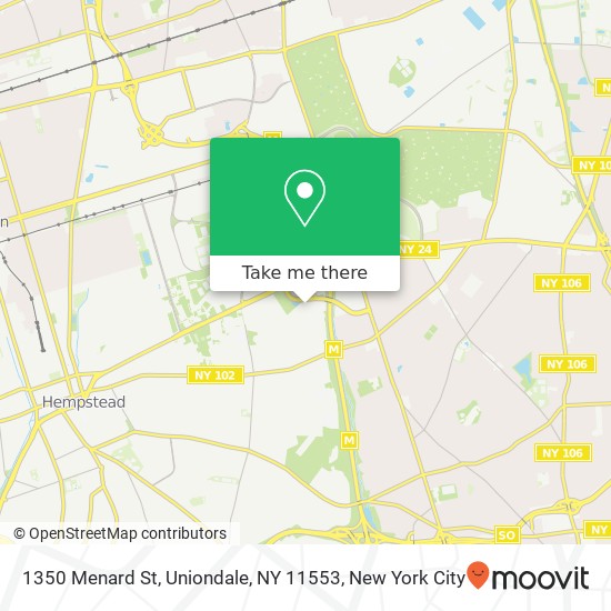 Mapa de 1350 Menard St, Uniondale, NY 11553