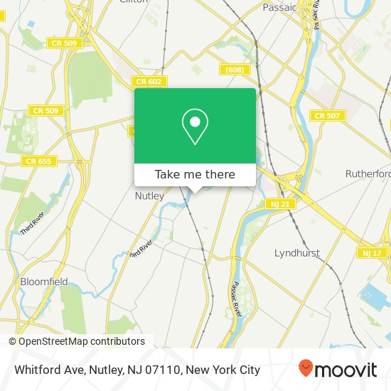 Whitford Ave, Nutley, NJ 07110 map