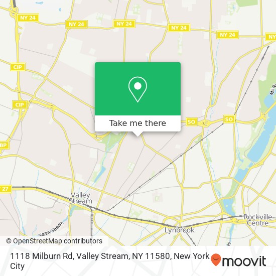 Mapa de 1118 Milburn Rd, Valley Stream, NY 11580