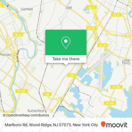 Mapa de Marlboro Rd, Wood-Ridge, NJ 07075
