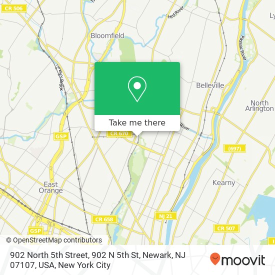 Mapa de 902 North 5th Street, 902 N 5th St, Newark, NJ 07107, USA