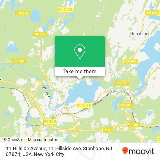 Mapa de 11 Hillside Avenue, 11 Hillside Ave, Stanhope, NJ 07874, USA
