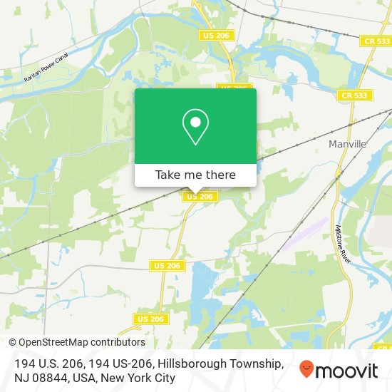 Mapa de 194 U.S. 206, 194 US-206, Hillsborough Township, NJ 08844, USA