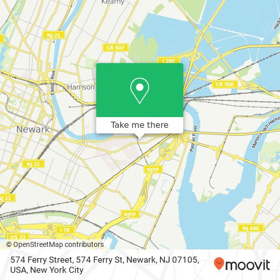 574 Ferry Street, 574 Ferry St, Newark, NJ 07105, USA map