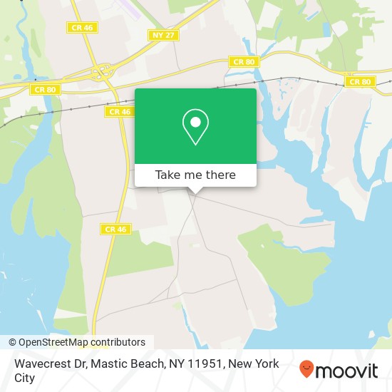 Mapa de Wavecrest Dr, Mastic Beach, NY 11951