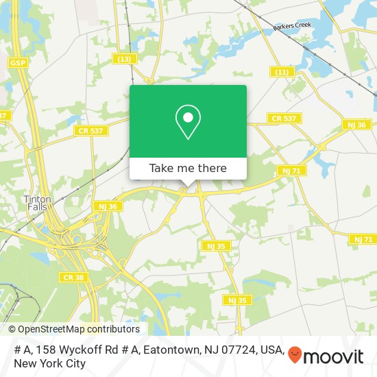 Mapa de # A, 158 Wyckoff Rd # A, Eatontown, NJ 07724, USA