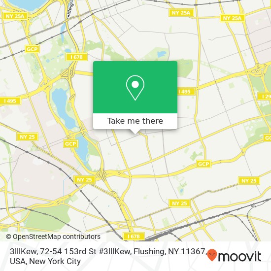 Mapa de 3lllKew, 72-54 153rd St #3lllKew, Flushing, NY 11367, USA