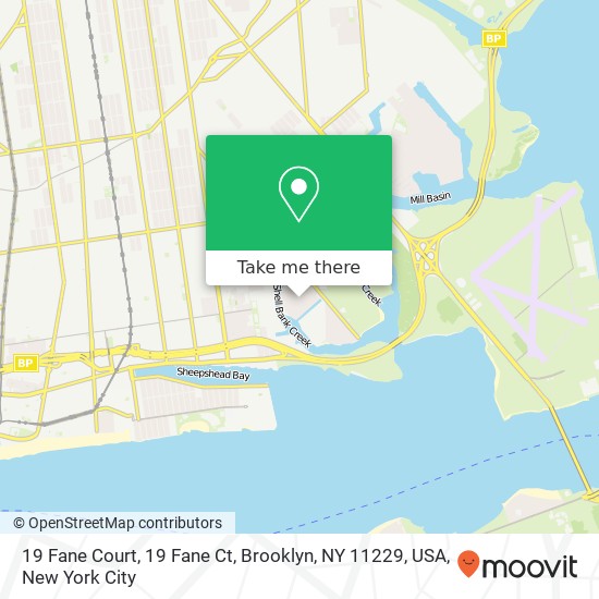 Mapa de 19 Fane Court, 19 Fane Ct, Brooklyn, NY 11229, USA