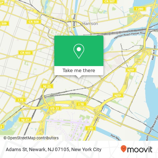 Mapa de Adams St, Newark, NJ 07105