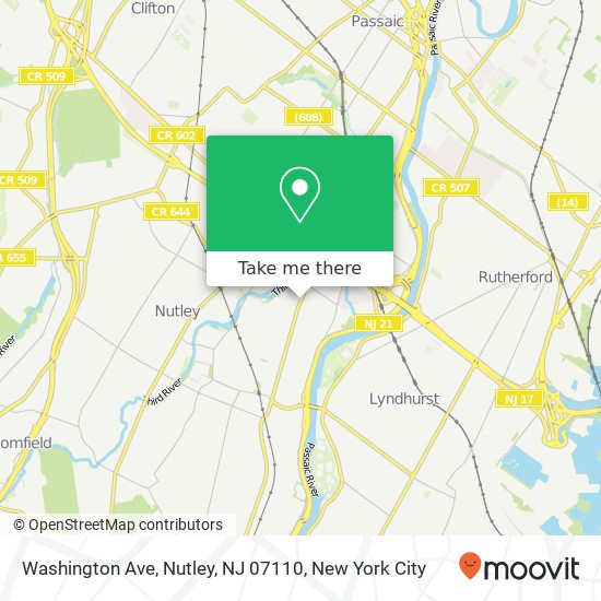 Mapa de Washington Ave, Nutley, NJ 07110