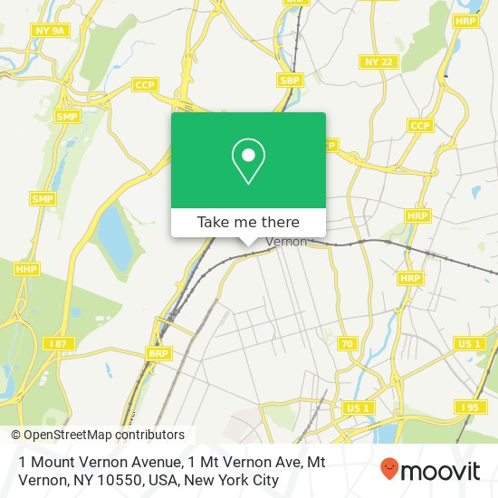 1 Mount Vernon Avenue, 1 Mt Vernon Ave, Mt Vernon, NY 10550, USA map