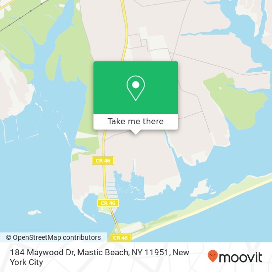 Mapa de 184 Maywood Dr, Mastic Beach, NY 11951