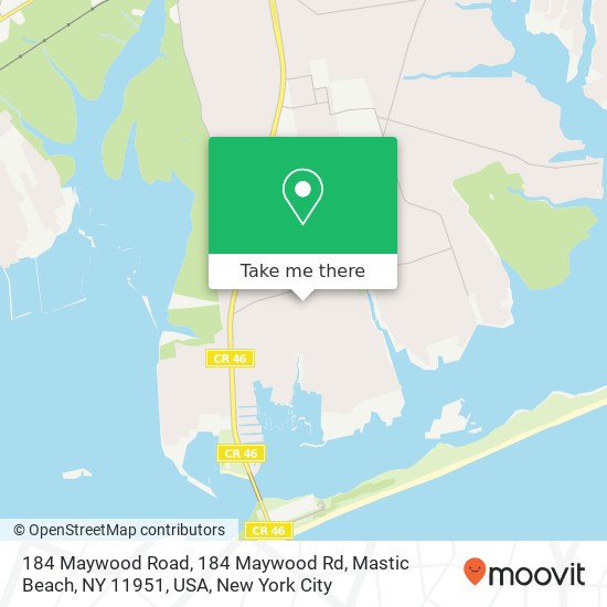 Mapa de 184 Maywood Road, 184 Maywood Rd, Mastic Beach, NY 11951, USA