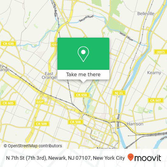 Mapa de N 7th St (7th 3rd), Newark, NJ 07107