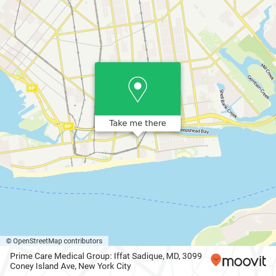 Mapa de Prime Care Medical Group: Iffat Sadique, MD, 3099 Coney Island Ave
