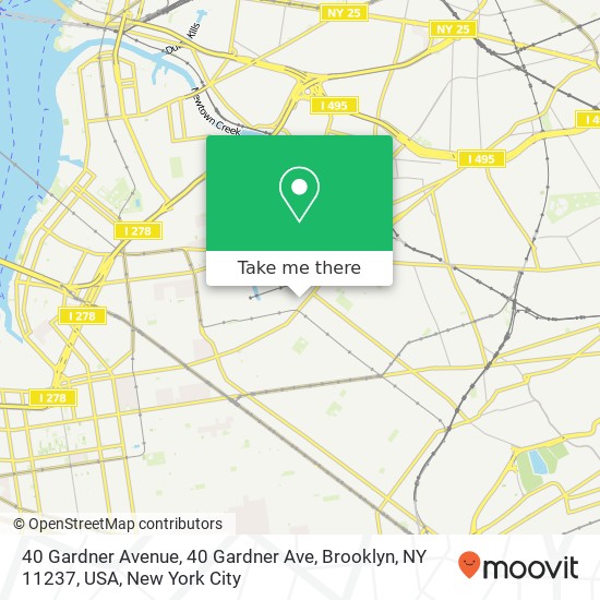 Mapa de 40 Gardner Avenue, 40 Gardner Ave, Brooklyn, NY 11237, USA