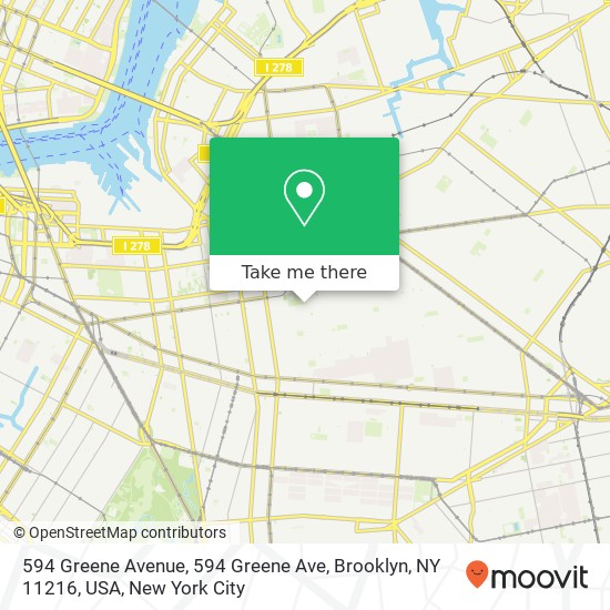 Mapa de 594 Greene Avenue, 594 Greene Ave, Brooklyn, NY 11216, USA