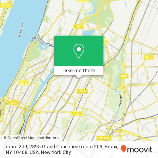 Mapa de room 209, 2395 Grand Concourse room 209, Bronx, NY 10468, USA