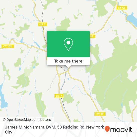 James M McNamara, DVM, 53 Redding Rd map