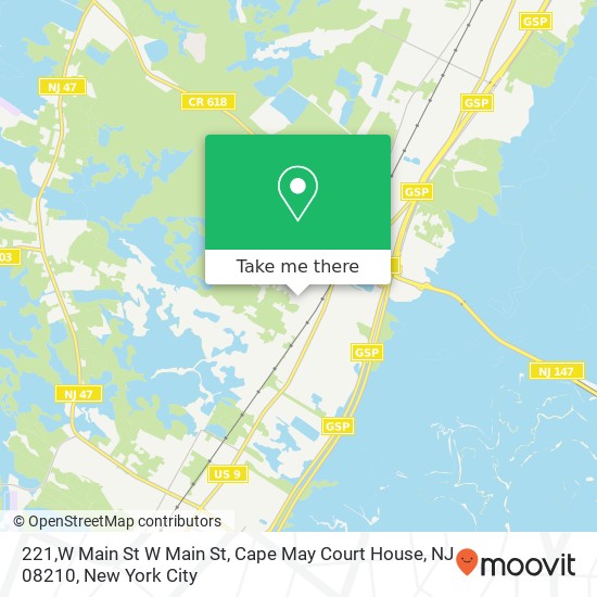 Mapa de 221,W Main St W Main St, Cape May Court House, NJ 08210