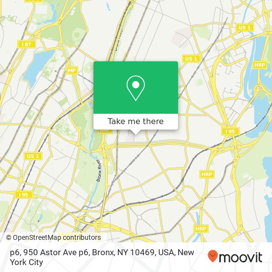 Mapa de p6, 950 Astor Ave p6, Bronx, NY 10469, USA