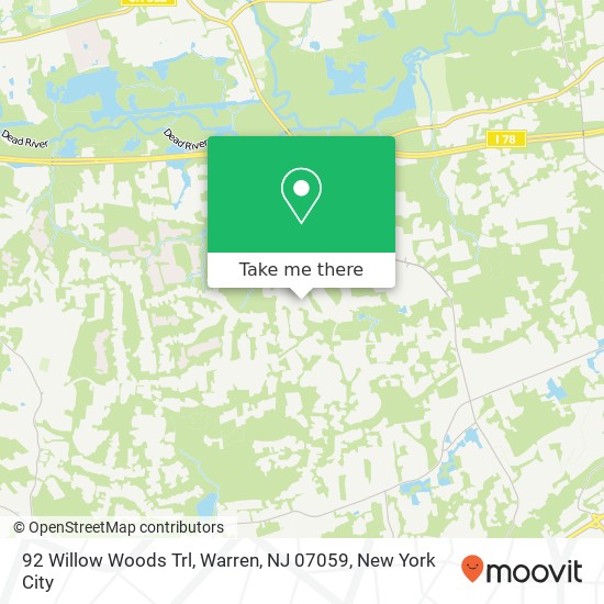 Mapa de 92 Willow Woods Trl, Warren, NJ 07059