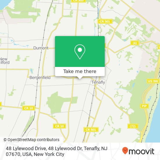 Mapa de 48 Lylewood Drive, 48 Lylewood Dr, Tenafly, NJ 07670, USA