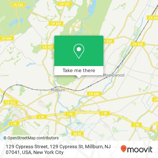 129 Cypress Street, 129 Cypress St, Millburn, NJ 07041, USA map