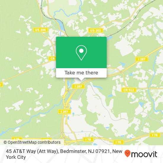 Mapa de 45 AT&T Way (Att Way), Bedminster, NJ 07921