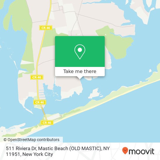 Mapa de 511 Riviera Dr, Mastic Beach (OLD MASTIC), NY 11951