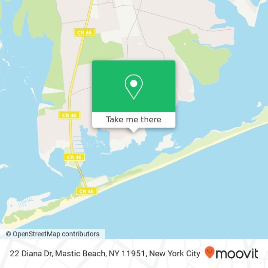 Mapa de 22 Diana Dr, Mastic Beach, NY 11951