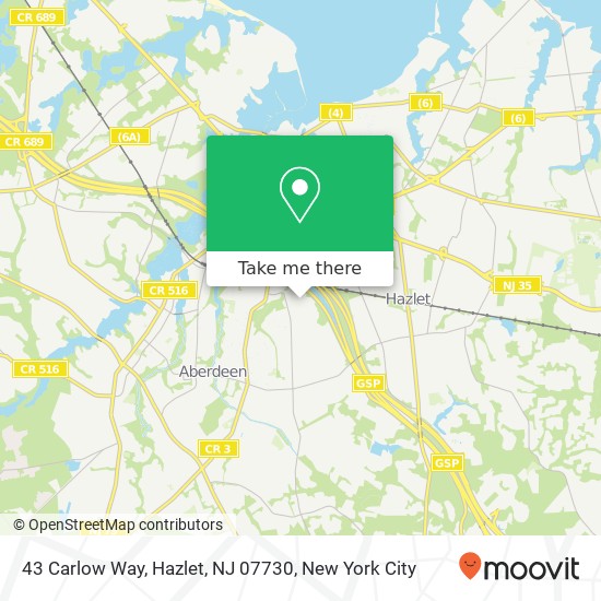 Mapa de 43 Carlow Way, Hazlet, NJ 07730