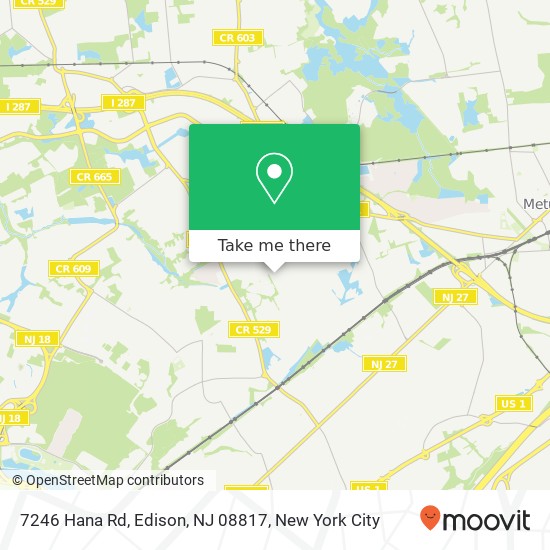 Mapa de 7246 Hana Rd, Edison, NJ 08817