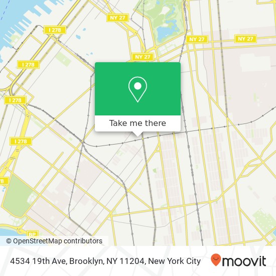 Mapa de 4534 19th Ave, Brooklyn, NY 11204