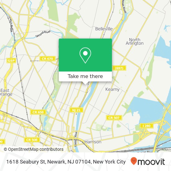Mapa de 1618 Seabury St, Newark, NJ 07104