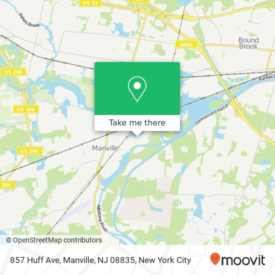 Mapa de 857 Huff Ave, Manville, NJ 08835