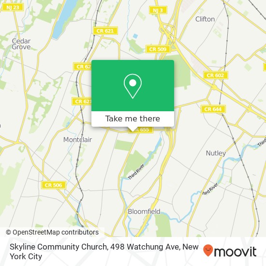 Mapa de Skyline Community Church, 498 Watchung Ave