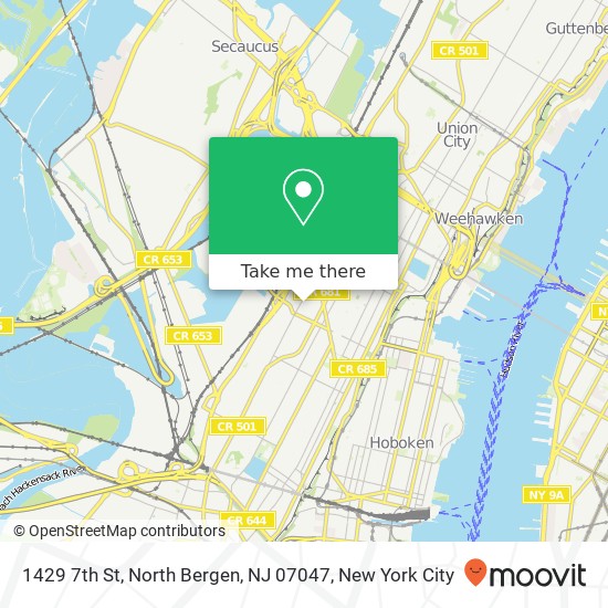 Mapa de 1429 7th St, North Bergen, NJ 07047