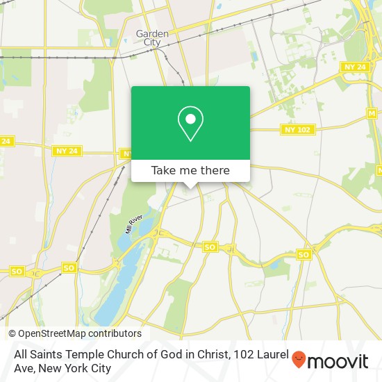 Mapa de All Saints Temple Church of God in Christ, 102 Laurel Ave