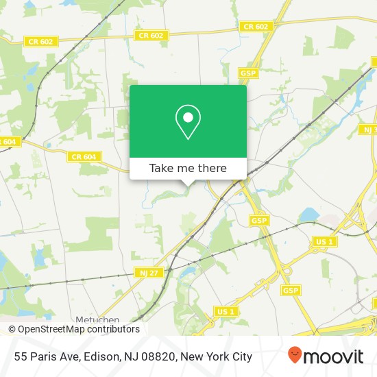 Mapa de 55 Paris Ave, Edison, NJ 08820
