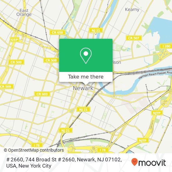 # 2660, 744 Broad St # 2660, Newark, NJ 07102, USA map