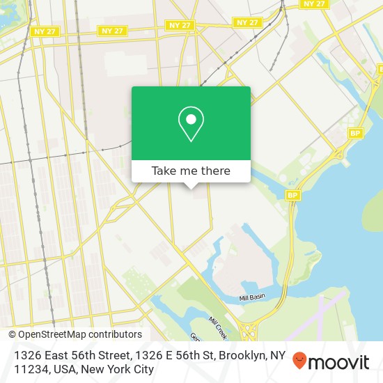 1326 East 56th Street, 1326 E 56th St, Brooklyn, NY 11234, USA map