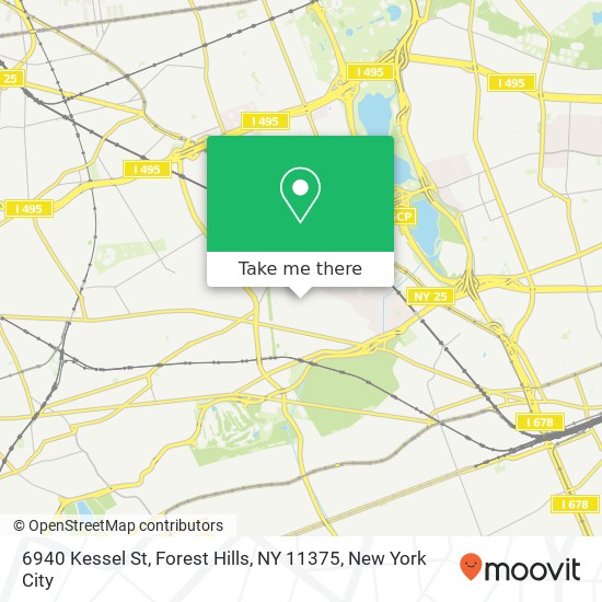 Mapa de 6940 Kessel St, Forest Hills, NY 11375