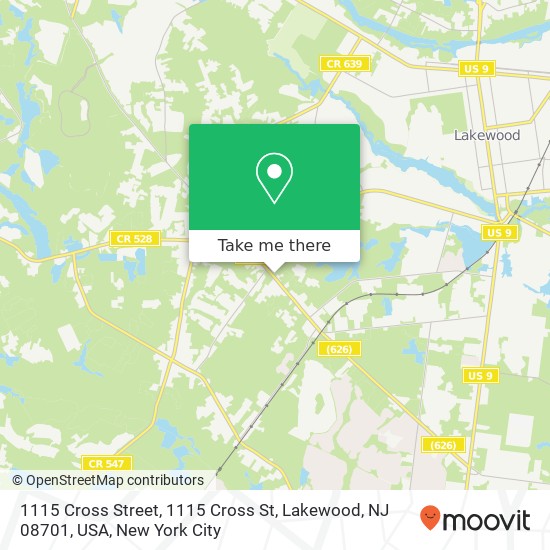 Mapa de 1115 Cross Street, 1115 Cross St, Lakewood, NJ 08701, USA