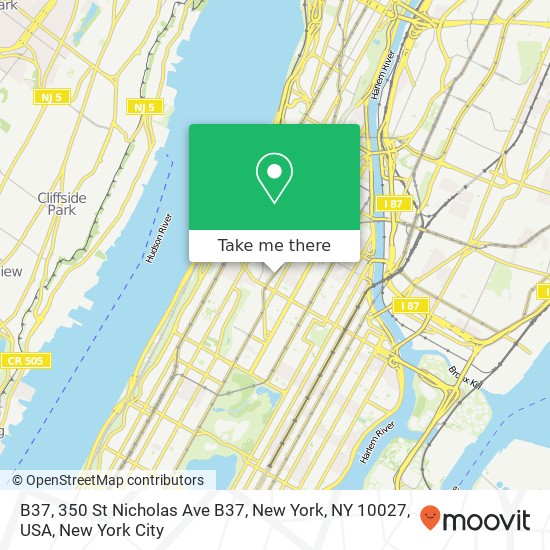 Mapa de B37, 350 St Nicholas Ave B37, New York, NY 10027, USA