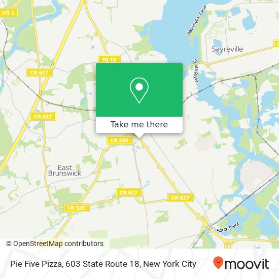 Mapa de Pie Five Pizza, 603 State Route 18